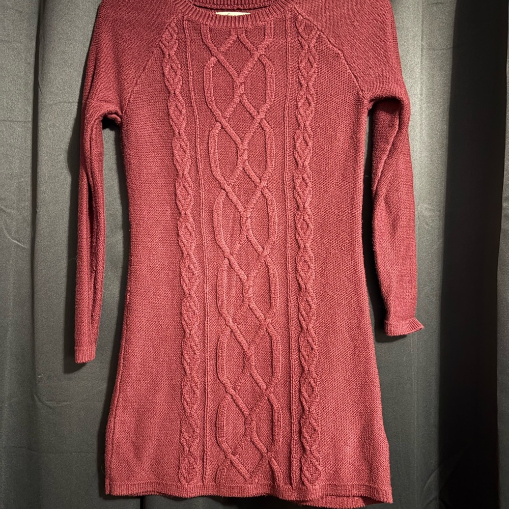 Hollister Maroon Cable Knit Sweater Dress